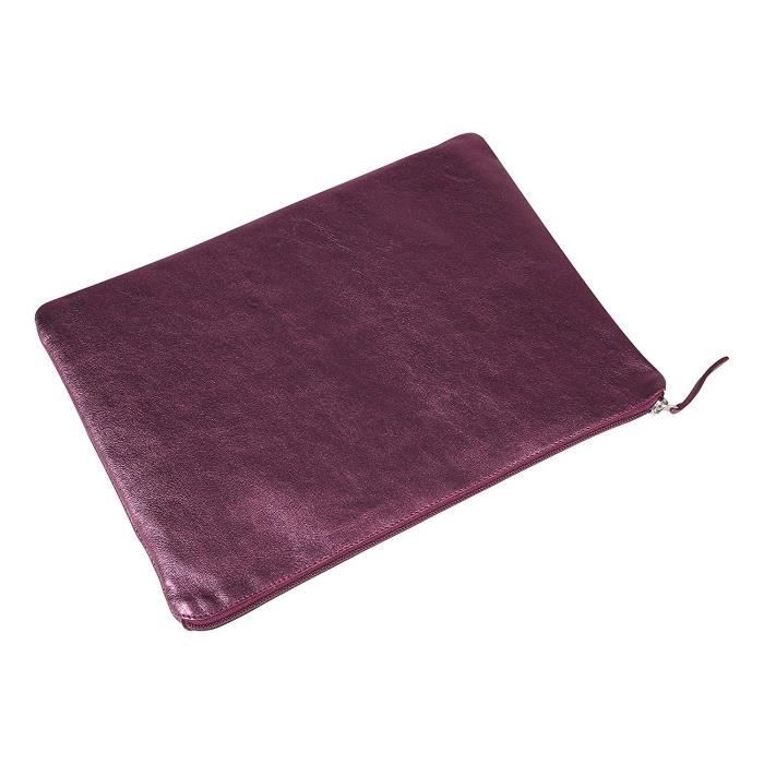 Pochette plate - Clairefontaine - 400025C - Cuir d'agneau - 23x32cm - Couleur Cerise