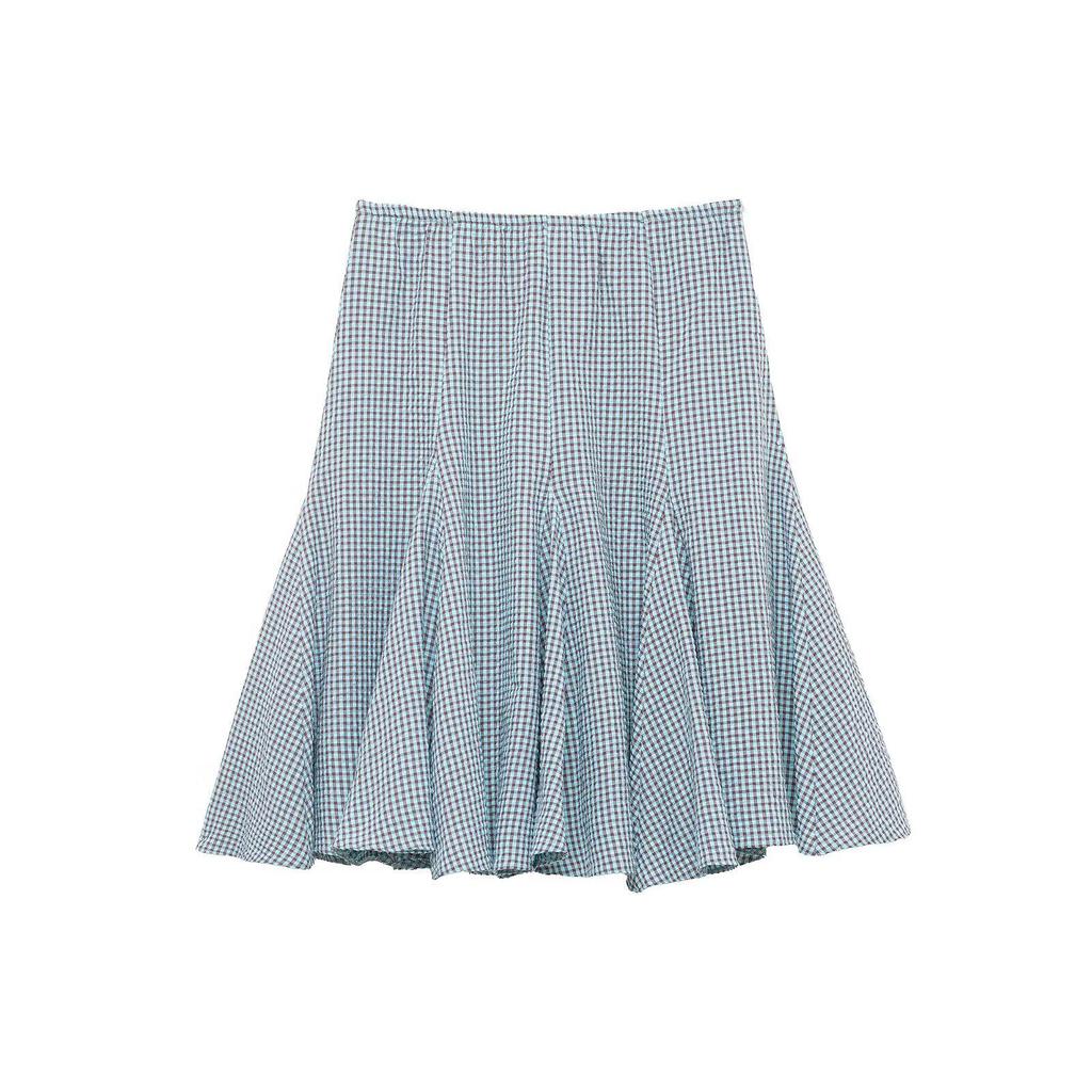 Spring 2026 European & American Style Women's Plaid Wave Midi Skirt