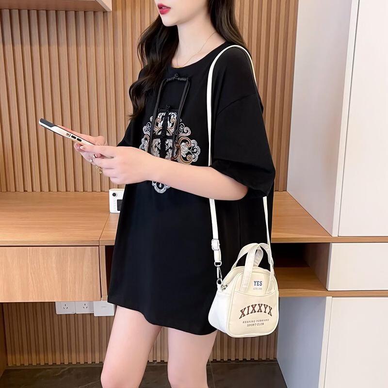La Chapelle New Chinese Style Embroidered Frog Button Short Sleeve T-Shirt