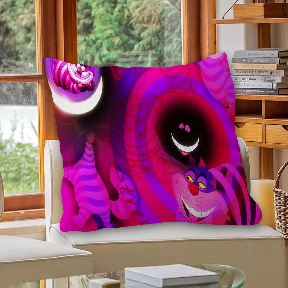 C-Cheshire Cat A-Alice Anime Pillow Cushion Cover Pillowcase Living Room Sofa Home Decor Customized