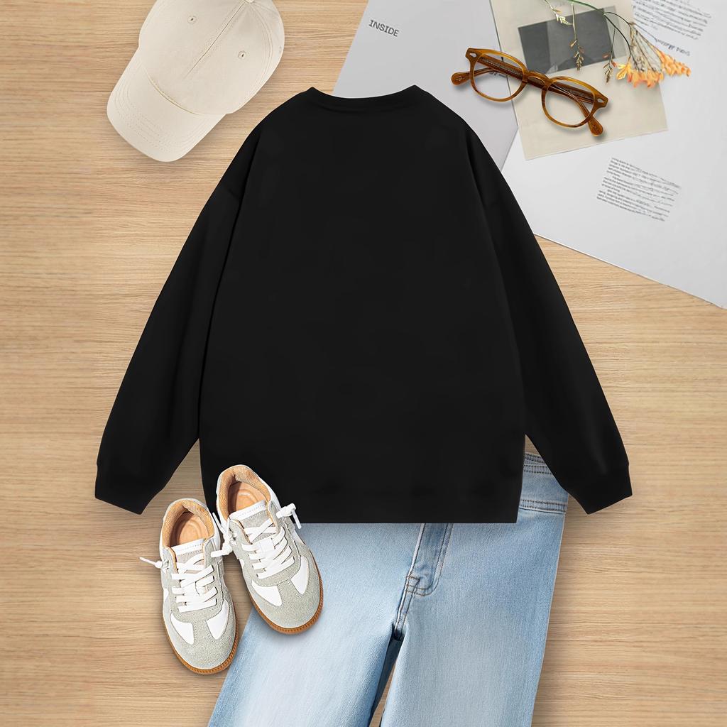 Girls' Cute Sunset Black Cat Pattern Hoodie for Autumn Children's Casual Hoodie