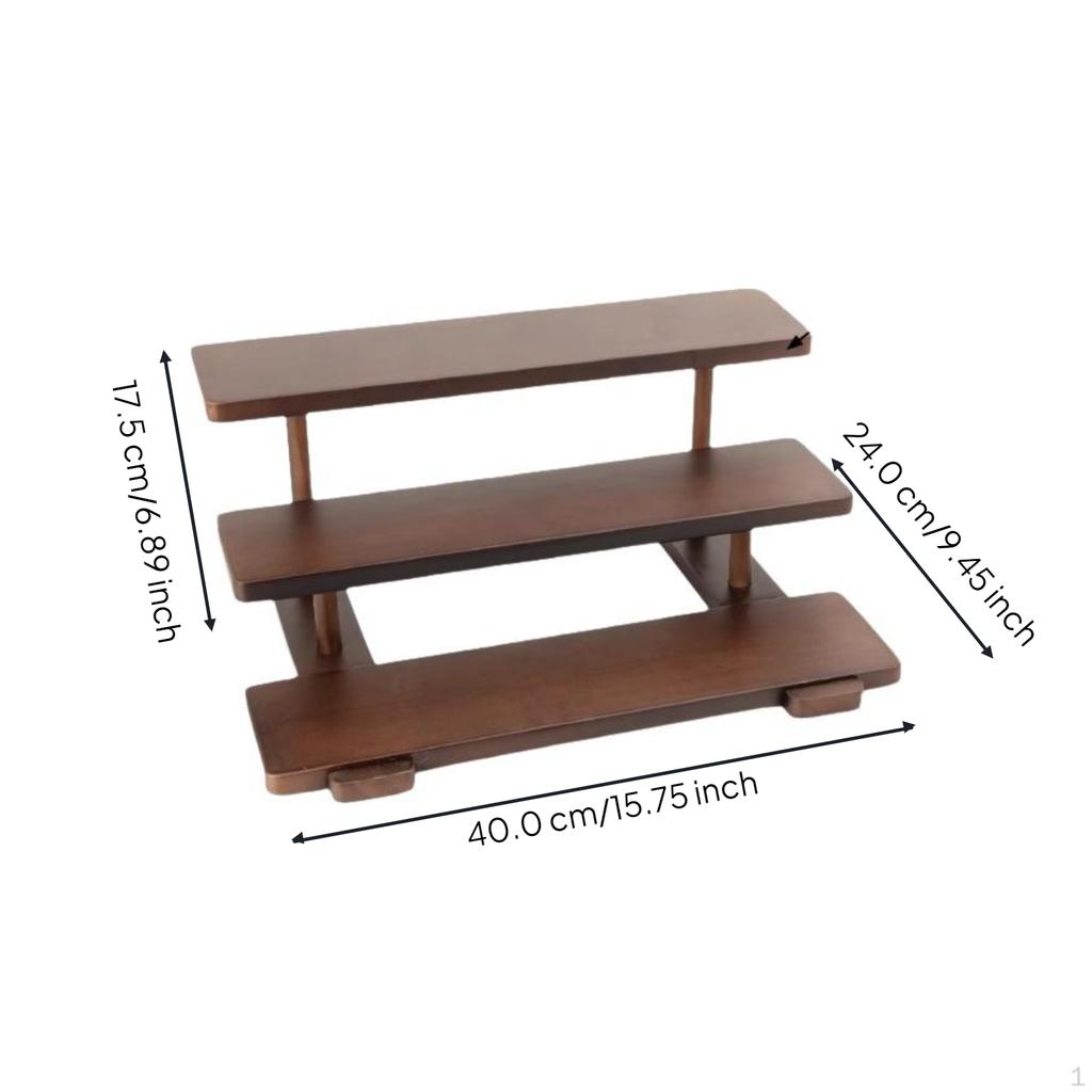 Hardwood Display Shelf, Multitier Desktop Organizer, Oriental Design HighLow