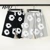 Men Daily Short Pants Summer Shorts Flower Print Drawstring Elastic Waist Loose Pockets Street Style Pleated Vacation Beach Sport Casual Homewear