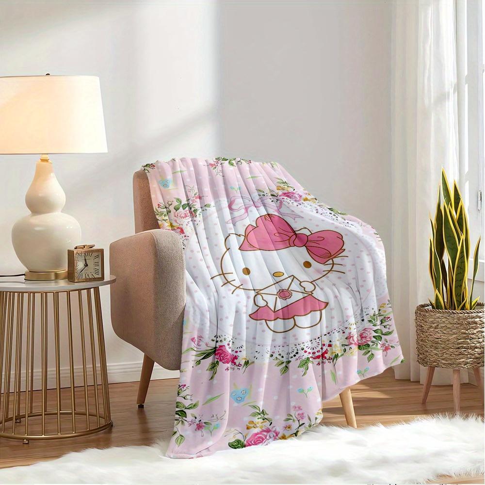 1pc Hello Kitty Floral Blanket - Seasonal home decor, cozy and machine washable, for all ages, an ideal gift for any family, available in mu