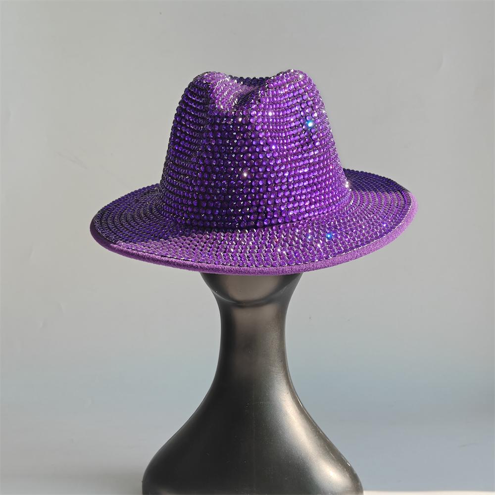 Blue/Beige Pearl Fedora Hat Bling Fedora Jazz Hats For Men And Women Handmade Advanced Fashion Outdoor Party Stage Hat