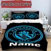 3pcs Duvet Cover Set (1*Duvet Cover + 2*Pillowcase, Without Core), Custom Name Manchester City FC Pattern Bedding Set, Home Bedroom Decor Gift