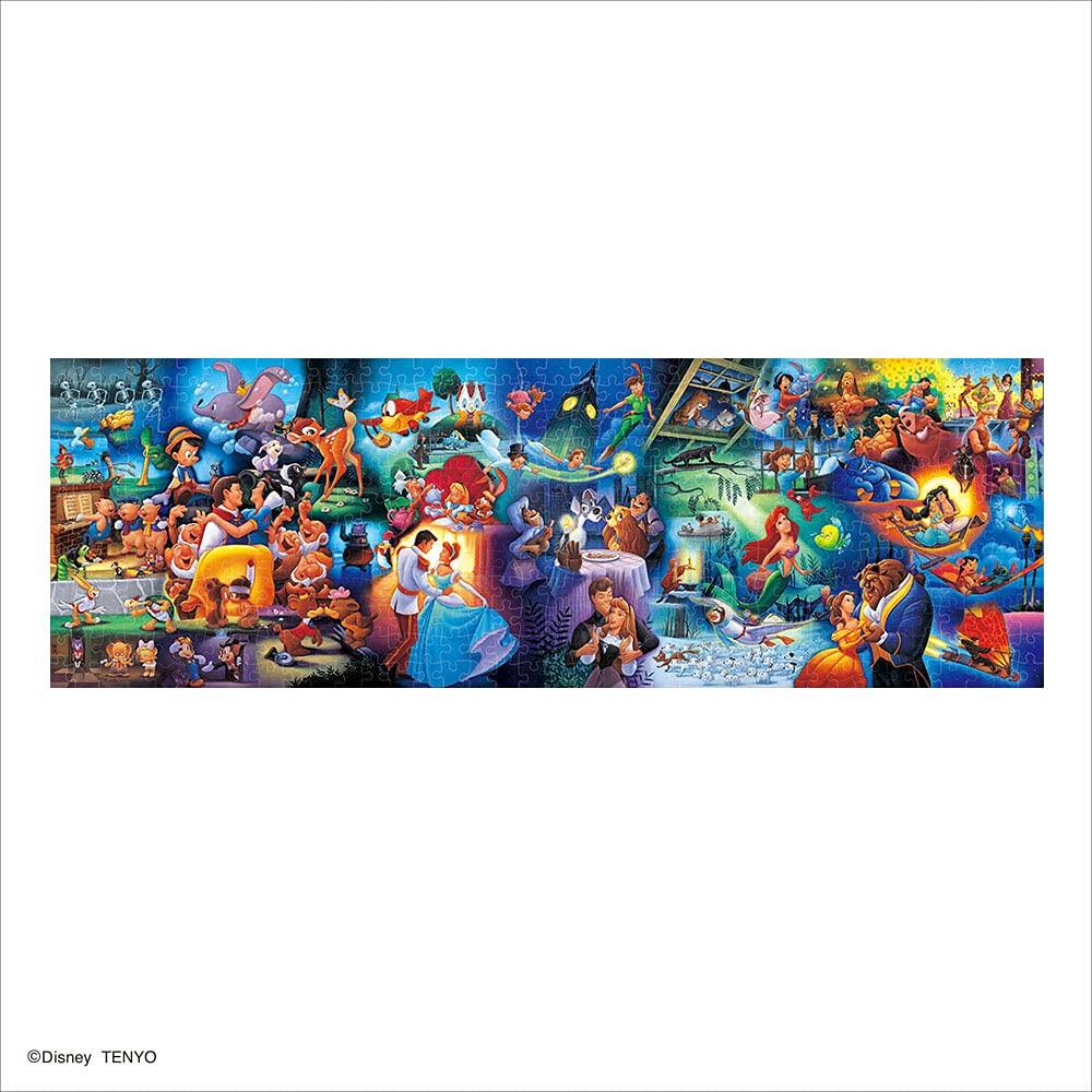 Tenyo [Made in Japan] 456-Piece Stained Art Gyutto Series Jigsaw Puzzle, Disney Character Famous Scenes (18.5x55.5cm), DG-456-741, with Service Card