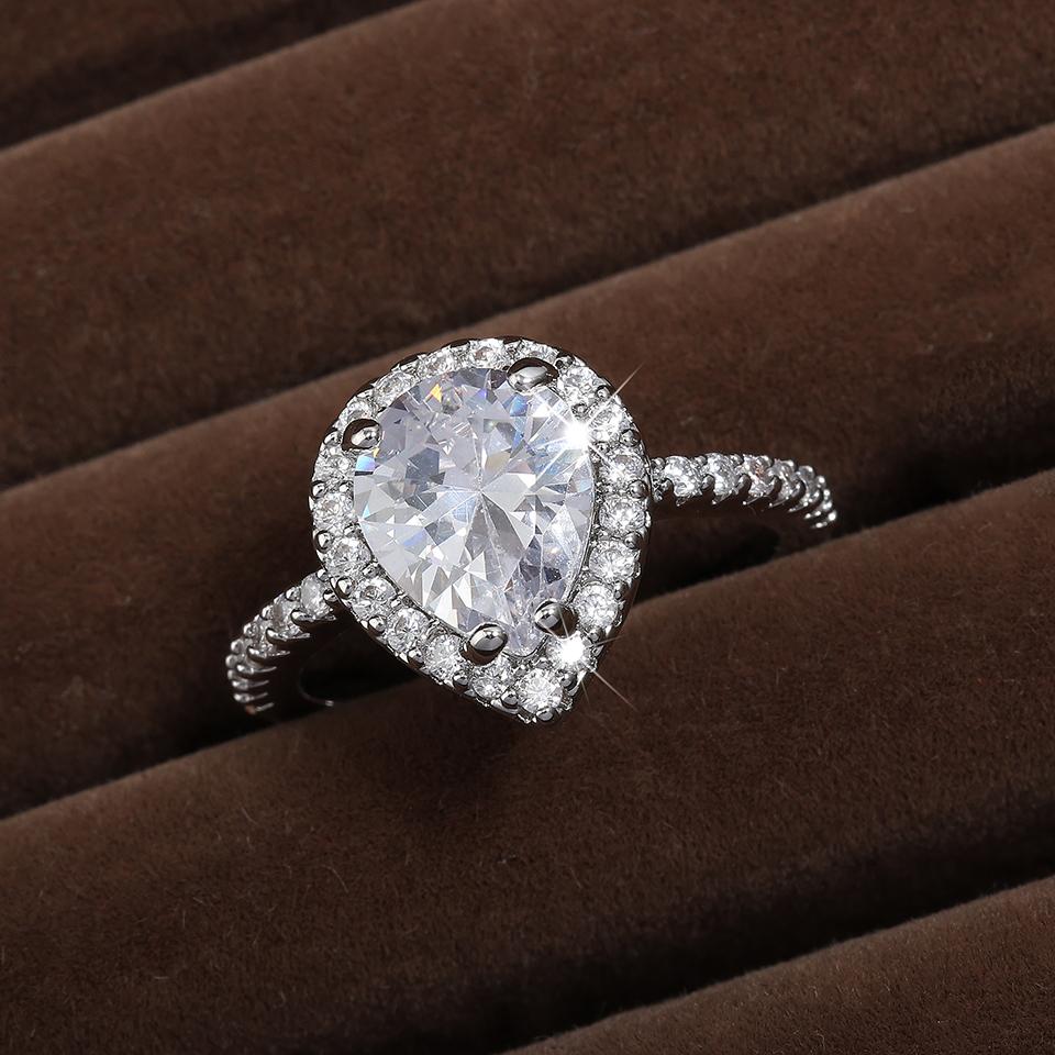 ZAKOL Classic Clear Geometric Cubic Zirconia Wedding Ring for Women Brilliant Sparkling Engagement Party Zircon Gifts