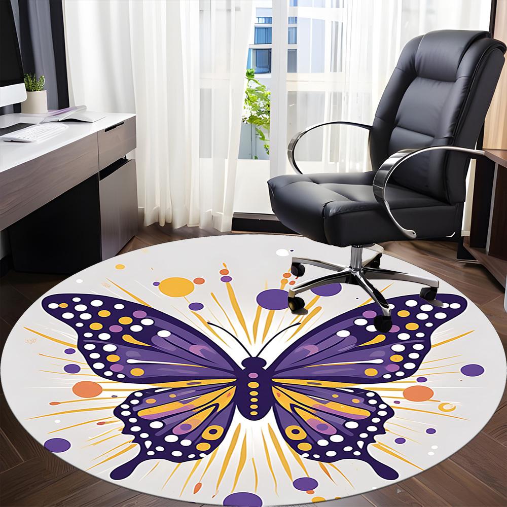 1pc Butterfly Decor Chair Carpet for Office, Non slip, Soft and Durable Office Rug for Interior Decoration