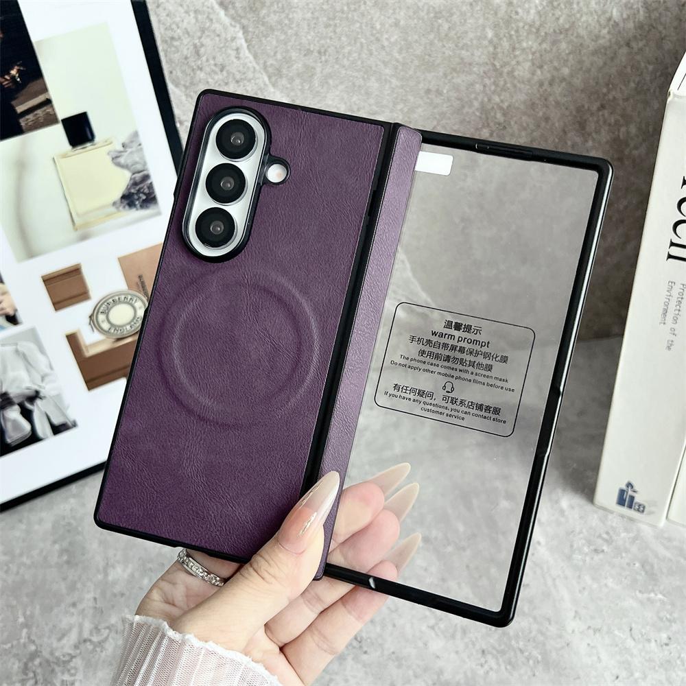 

Busine Sle Leather MagSafe Phone Case for Samsung Galaxy Z Fold 7 6 5 5G Screen Protector Hinge Magnetic Wireless Charging Cover Galaxy Z Fold6