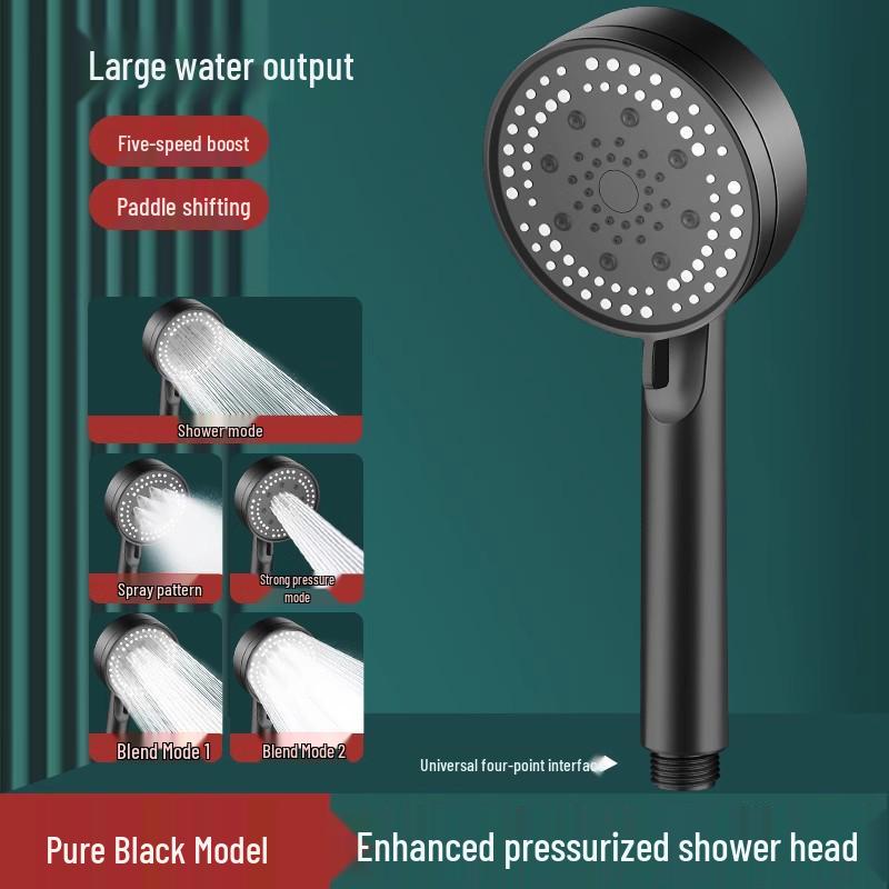 High-Pressure Shower Head with One-Button Water Stop & Filtration