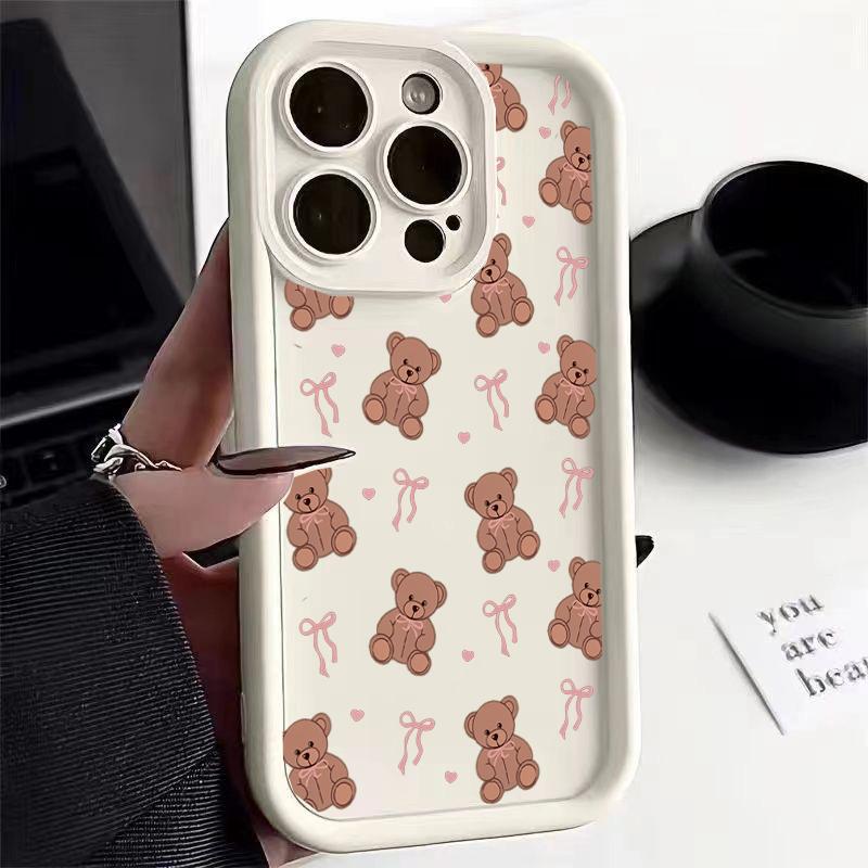Cute Teddy Bear Bowknot Phone Case For Google Pixel 10 9 8 7 Pro XL 8A 7A 9Pro 7Pro 8Pro 9ProXL Silicone Cartoon Bumper Cover