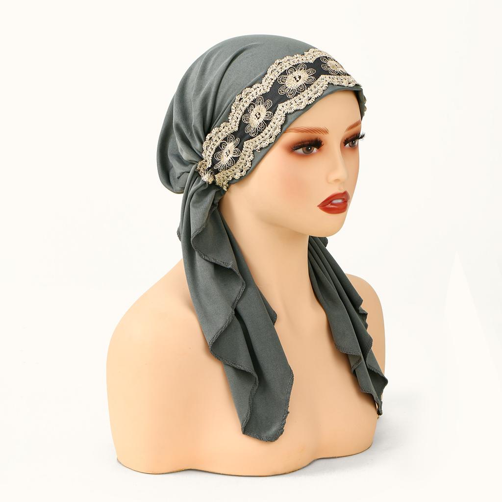 Golden Stripes Elastic Hat Cap For Woman Muslim Hijab Headband Middle East Instant Scarf Hijab Islamic Turban Bandana 20*43Cm