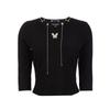 VEROMODA 2025 Autumn Slim-fit 3/4 Sleeve T-Shirt with Metal Butterfly Brooch