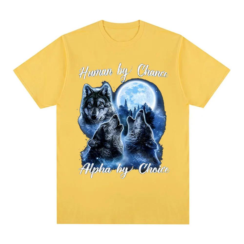 

Человек по случаю Альфа по выбору Футболка с волчьим узором Женская мода Хип-хоп Ретро Футболка с коротким рукавом Очень большая футболка Унисекс-футболка 4XL