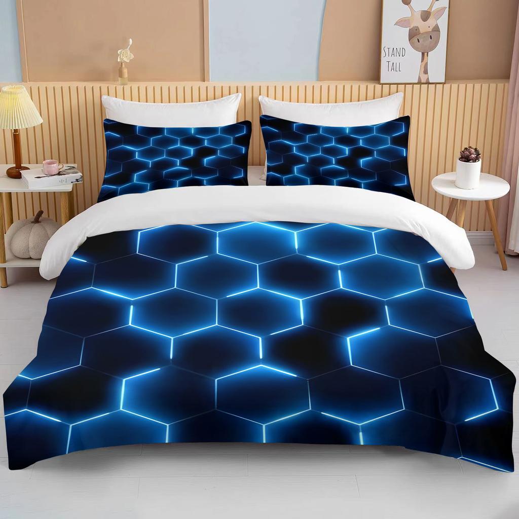 3D Geometric Hexagonal Rhombus Print Bedding Set Duvet Cover 1 Duvet Cover 2 Pillowcases Adult and Kids Bedding Set Luxury Gifts