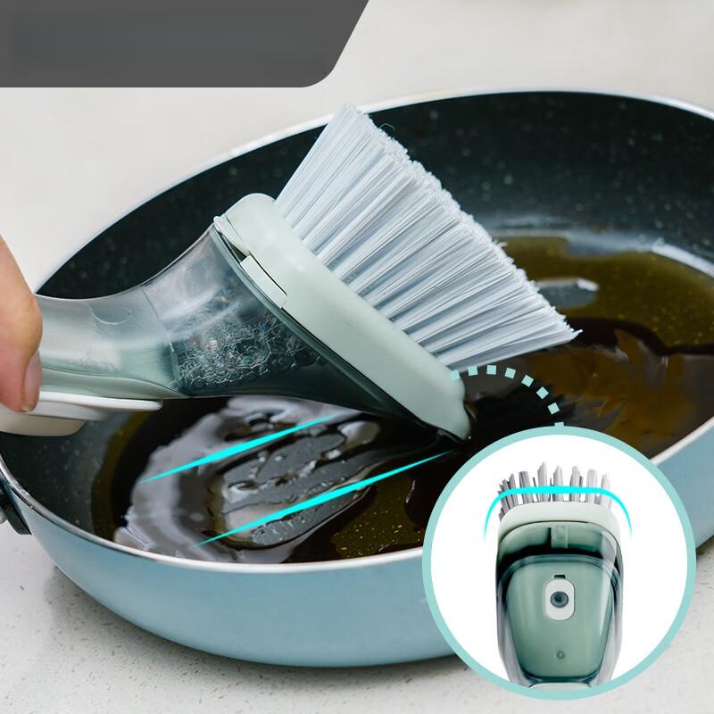 Long-Handle Liquid-Dispensing Kitchen Cleaning Brush Set