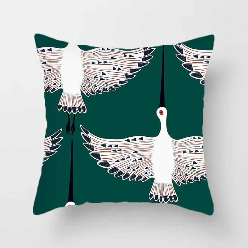 Green Cushion Cover Geometric Decor Living Room Office Sofa Pillowcase Home Decor Peach Skin Pillowcase