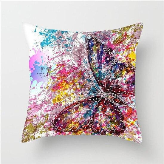 Butterfly Cushion Cover Sofa Chair Animal Flower Pillow Cover Home Decor Painted Pillow Cover