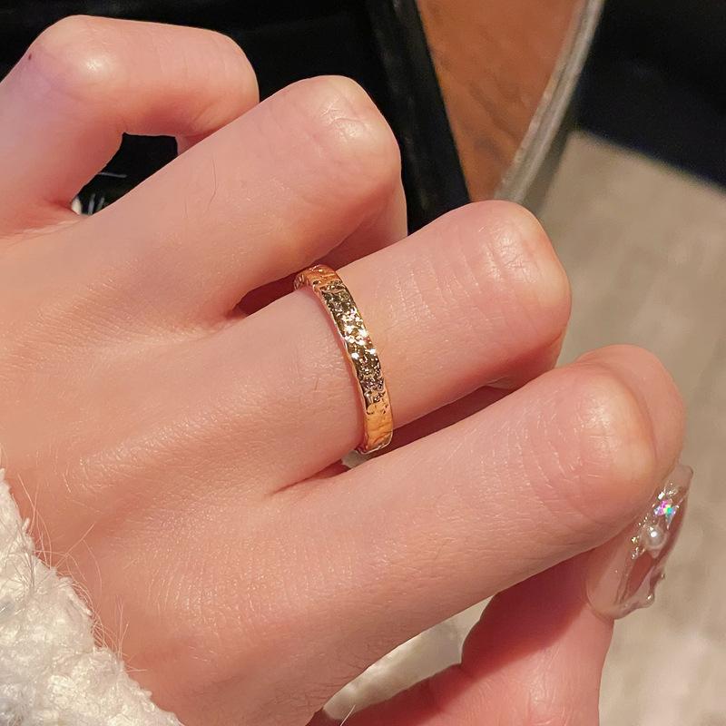 High-End Snowflake Pink Zircon Flower Four-Leaf Clover Open Ring Niche Design Temperament Light Luxury Personalized Ring Adjustable opening