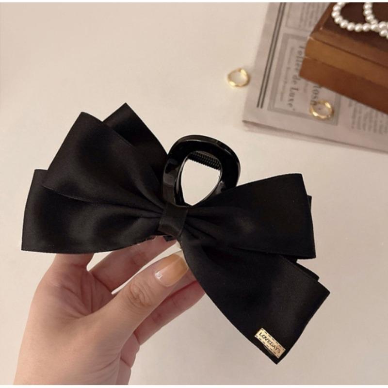 French Elegant Hair Clip Black Bow Claw Clip Hepburn Style Women Girl Back Of Head Tie Hairpin Fashion Hair Accessories