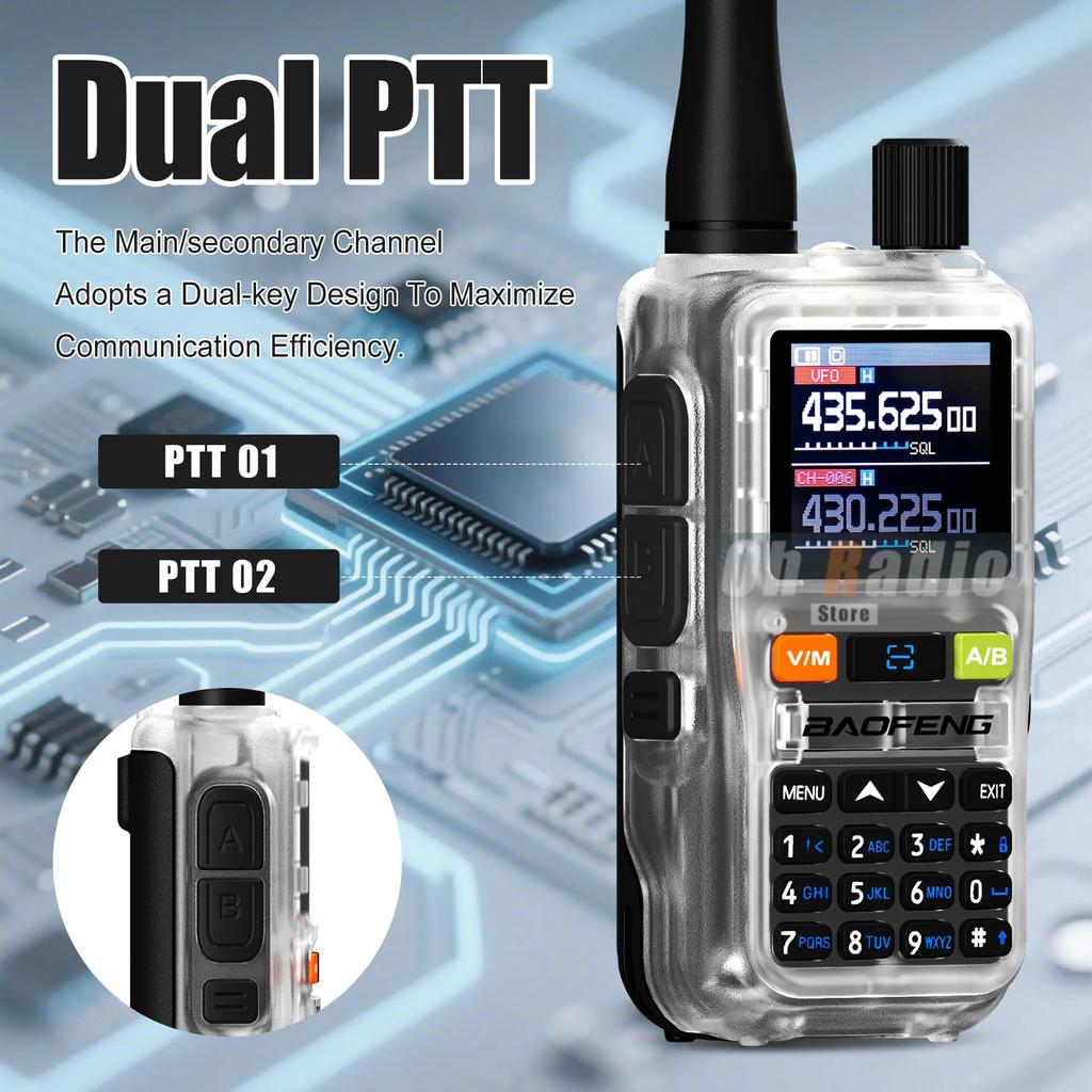 1 ADET Baofeng UV 5R Mini Telsiz Bluetooth Programlama Frekans Kopyalama USB-C Şarj Cihazı Çift PTT Bant AM Kamp Taşınabilir Radyo