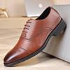 2025 new dress large size men's shoes Brock leather shoes lace-up engraved men's business wedding shoes