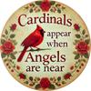 HD Tin Sign Cardinals Appear When Angels Are Near Round Vintage Metal Wall Art Retro Home Decor