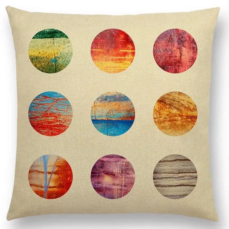 New Abstract Colourful Geometric Pattern Sweet Watercolor Dream Square Round Triangles Gorgeous Cushion Cover Throw Pillow Case
