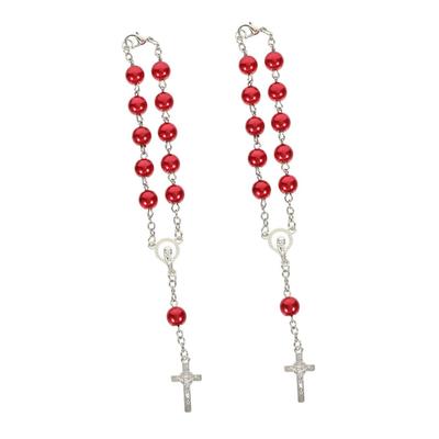 ETHZZLE Mirror Decor Car Men Women Decor Rosary Beads Catholic Auto Rosary for Rearview