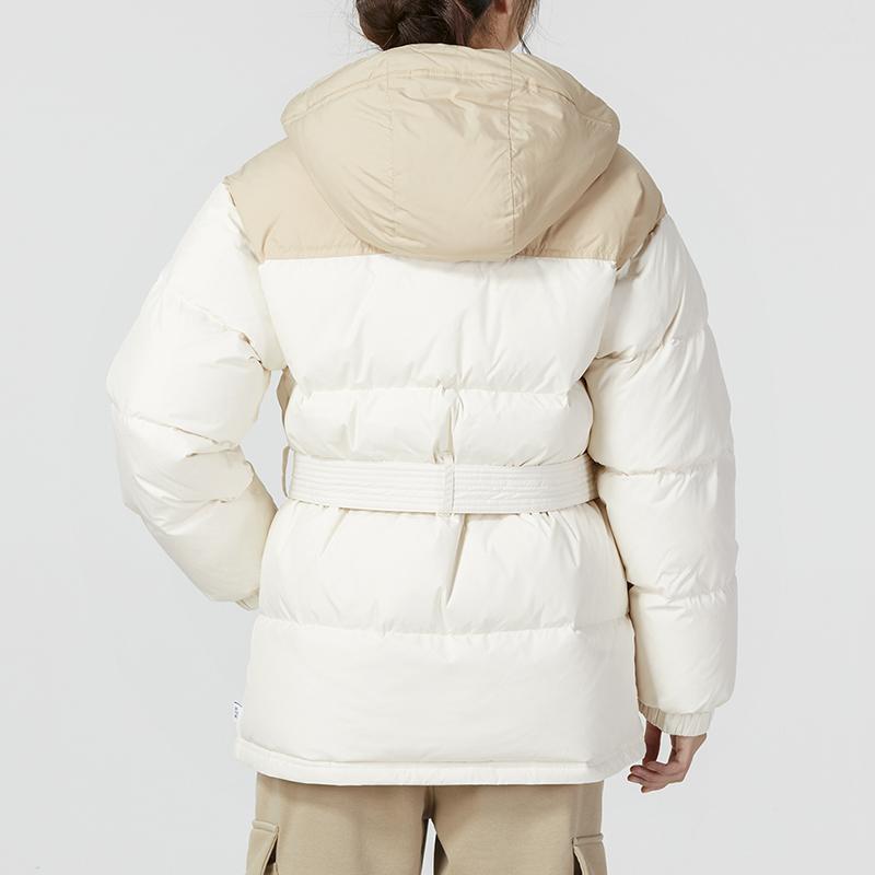 adidas Util Jkt Dw1 Color-Block Drawstring Hooded Zip Cardigan Long Sleeve Down Jacket Women Outerwear Beige HN2447