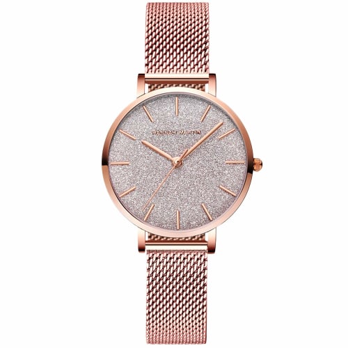 

RORIOS Women s Fashion Watch, Waterproof, Made in Japan, Gradient Dial, Sparkling Mesh Band, Quartz Movement, Rose Gold, Perfect for Commuting to Work