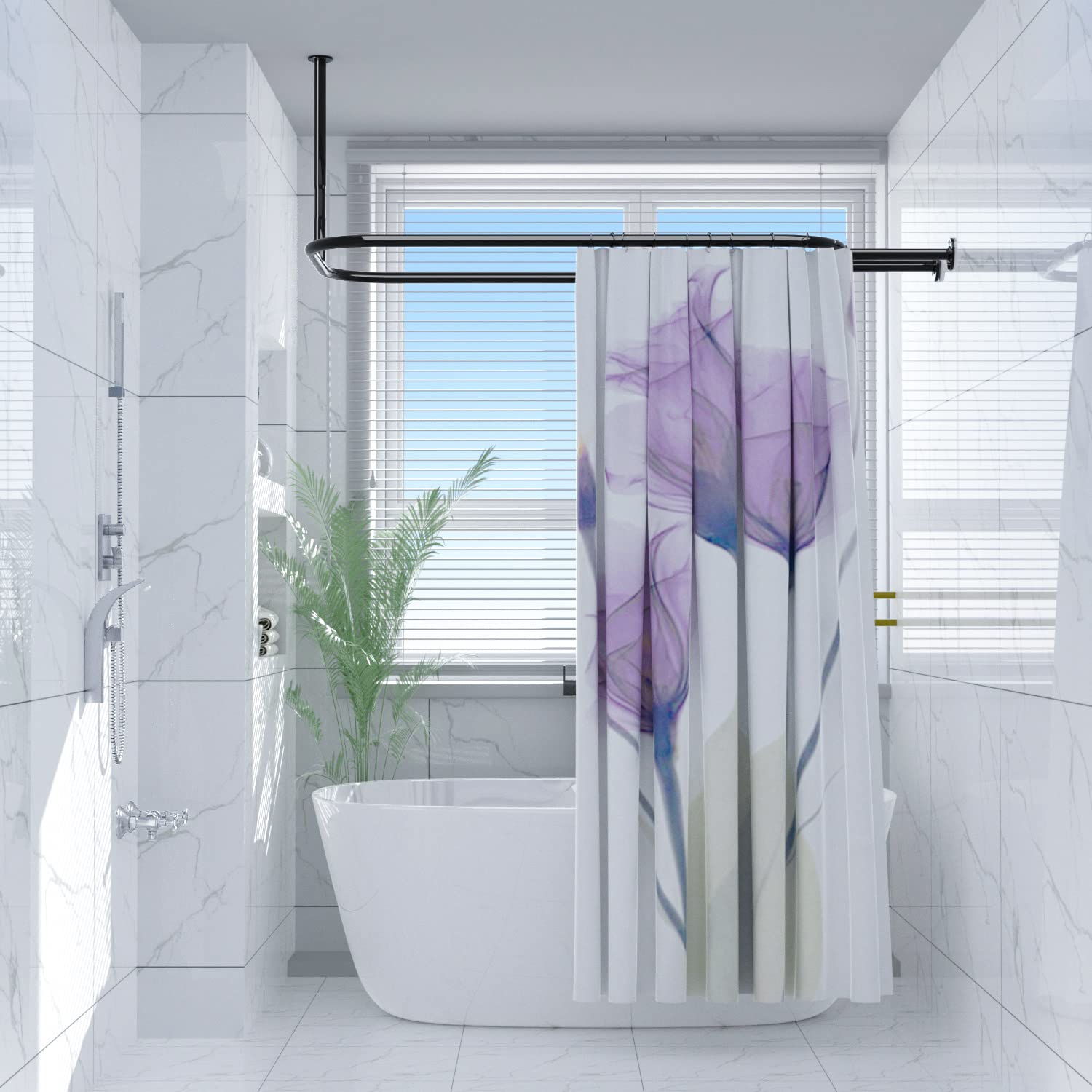 

Sikaiqi Овальная штанга для душевой занавески из алюминиевого сплава, квадратная штанга для ванной комнаты для ванн на ножках и отдельно стоящих ванн 58 x24 (черный)