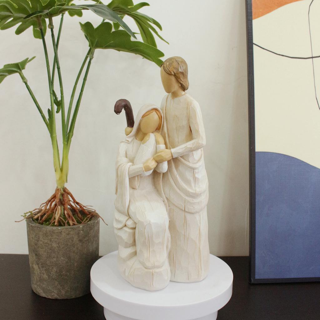 Resin Nativity Statue Holy Family Jesus Our Lady of Mary Figurine Catholic Birth of Christ Manger Group Home Desktop Decoration