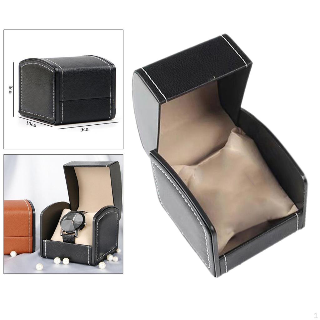 Single Grid PU Leather Watch Case Display Holder Organizer Jewelry Box, 9x10x8cm