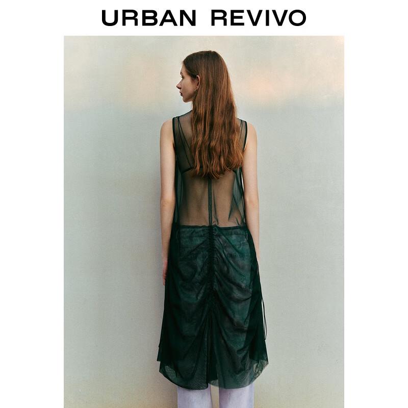 UR 2024 Spring Mesh Drawstring Sleeveless Dress