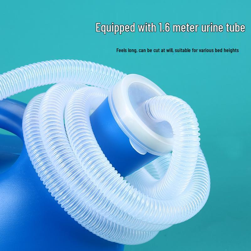 Men's 2000ML Large Plastic Urinal Bedpan with Tube, Scale, and Lid