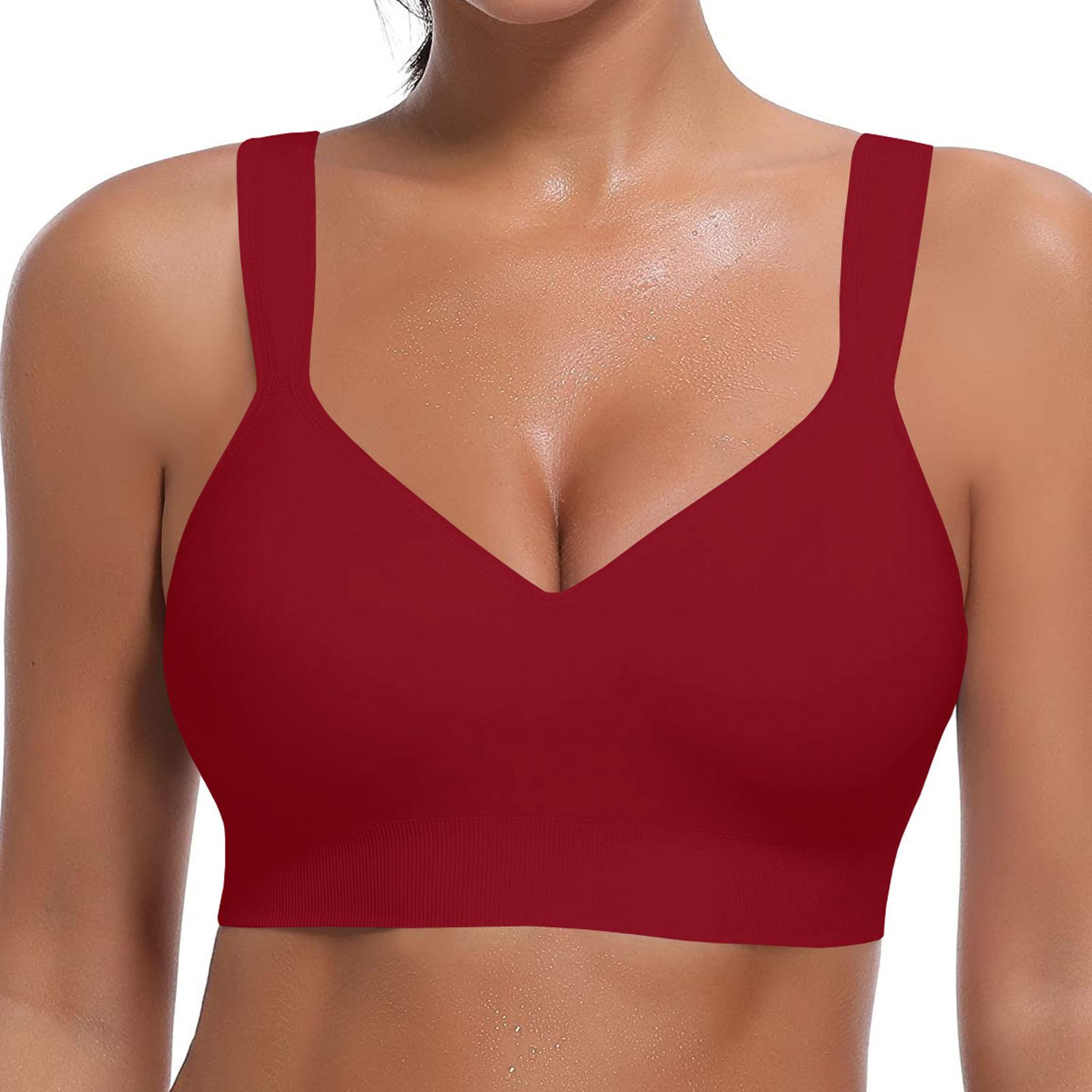 

Женский спортивный бюстгальтер с v-образным вырезом больших размеров для бега, фитнеса, сбора, дышащая майка с бретельками для йоги L винный