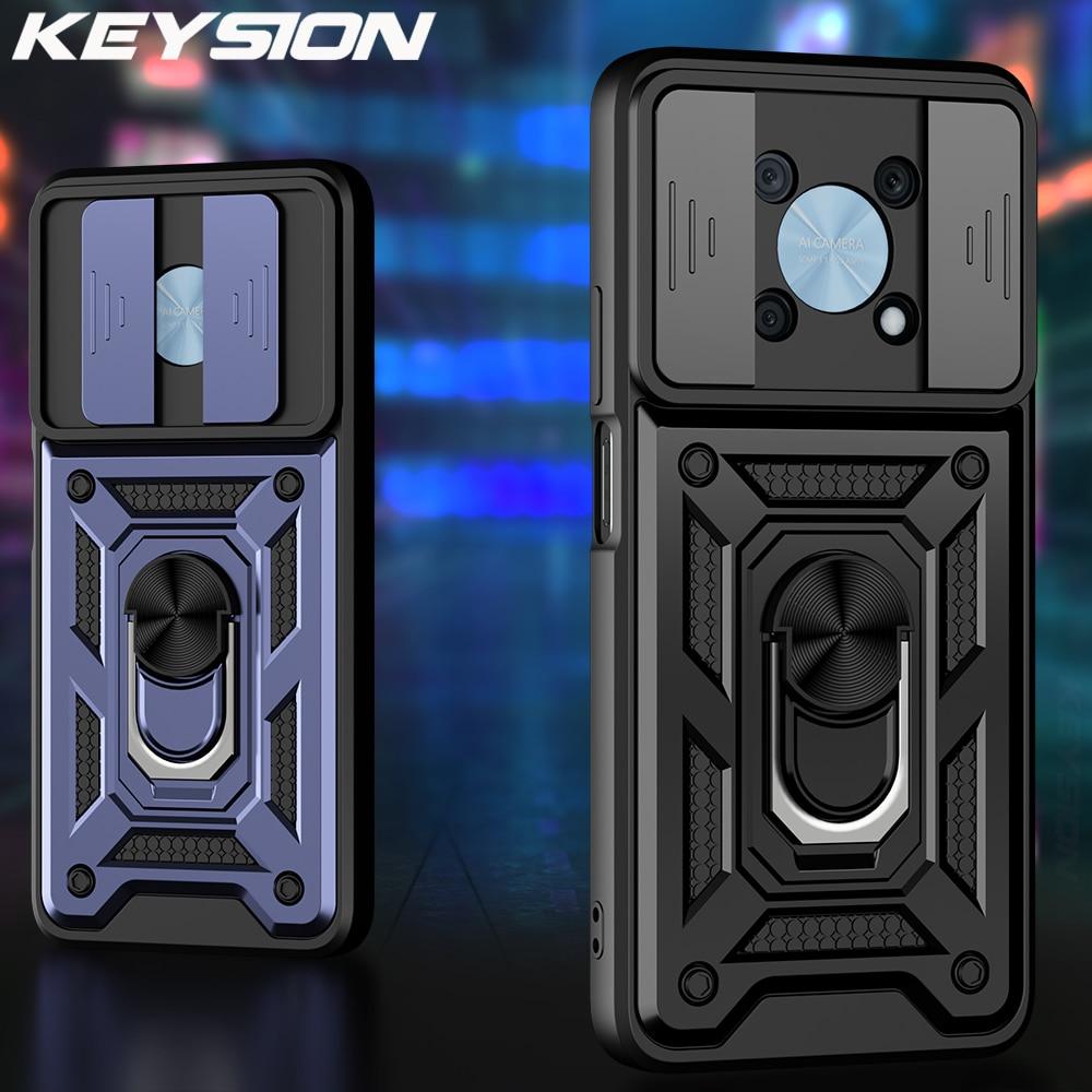 

KEYSION Ударопрочный чехол для Huawei Nova Y90 Y70 Y60 Слайд камера Защита объектива Кольцо Стенд Чехол для телефона для Huawei Nova Y60 Y90
