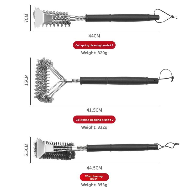For Cast Iron Grates Outdoor Cooking Cleaning Tool With Grip Stainless Steel Spiral BBQ Grill Brush Rustproof Scrubber
