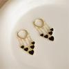 Koreaanse Zwarte Liefdeshart Kwastje Hangende Oorbellen voor Vrouw Asymmetrische Holle Olieverf Statement Oorbel Esthetische Feest Sieraden