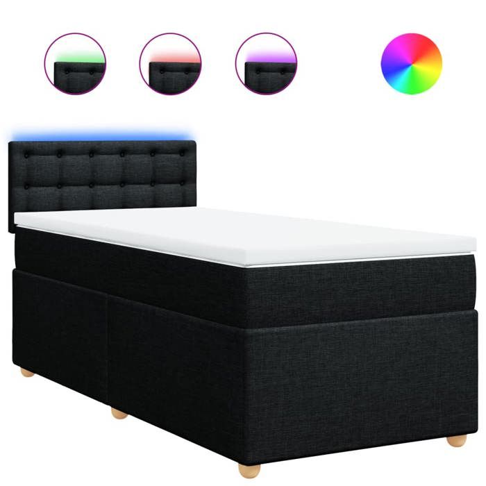 VidaXL Slatted Bed Base and Mattress Black 80x200 Cm Fabric 3288823