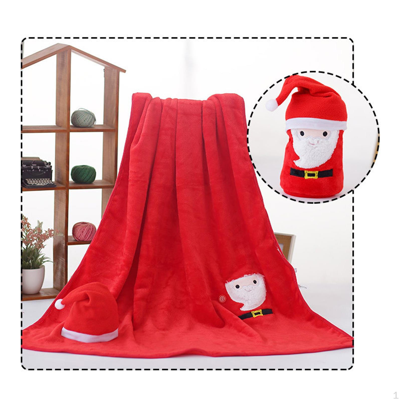 

Уютное флисовое одеяло с шапкой Санты для гостиной и спальни