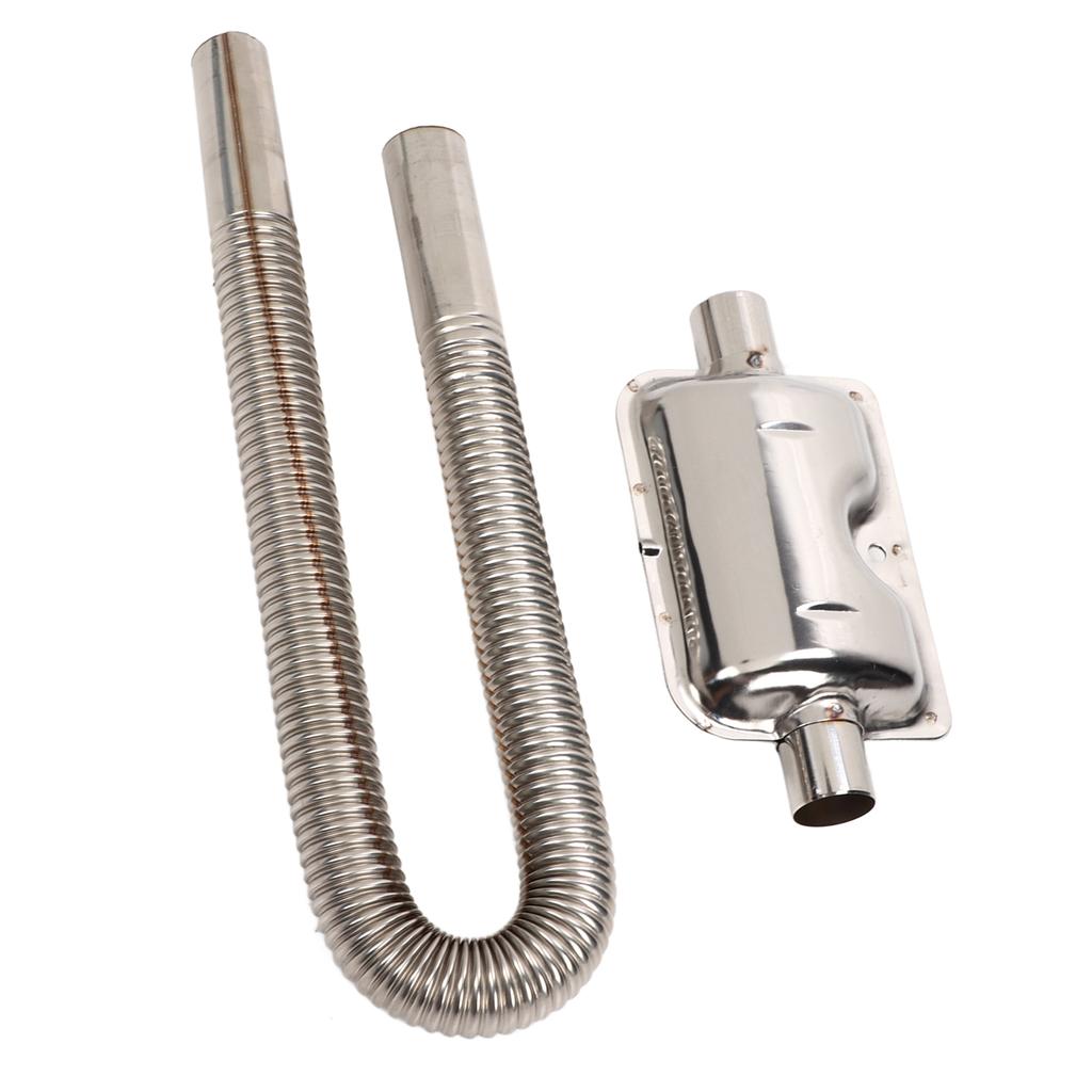 Parking Air Heater Exhaust Pipe with Muffler Stainless Steel Fuel Tank Diesel Gas Vent Hose 2.5cm Inner Diameter 60cm