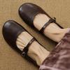 Fashion Mary Jane Ballet Shoes 2025 Design Oringnal Women's Cow Leather Metal Buckle Flat Shoes Retro Casual Daily Female Flat Shoes