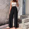 Women's Spring and Summer New Style Fashionable and Versatile Bubble Check Casual Wide Leg Pants