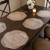 Modern Dining Table Accessories Rose Placemat for Table, Non-slip PVC Heat Resistant Mat with Kitchen Protection Mats Pattern, 38cm Washable