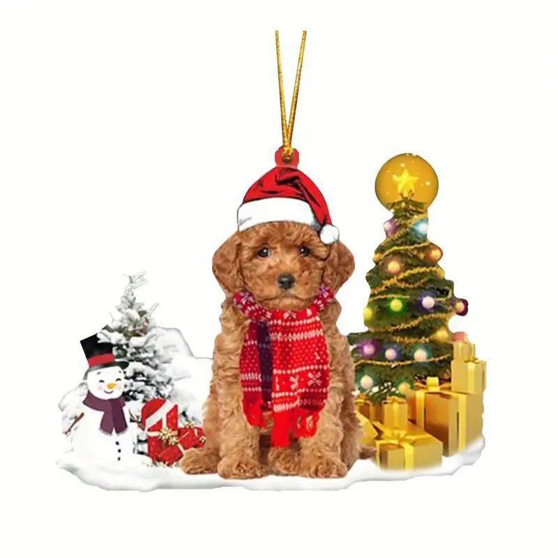 

Fun And Festive Cartoon Dog Christmas Hat Car Rearview Mirror Decor For Vibes Holiday 1