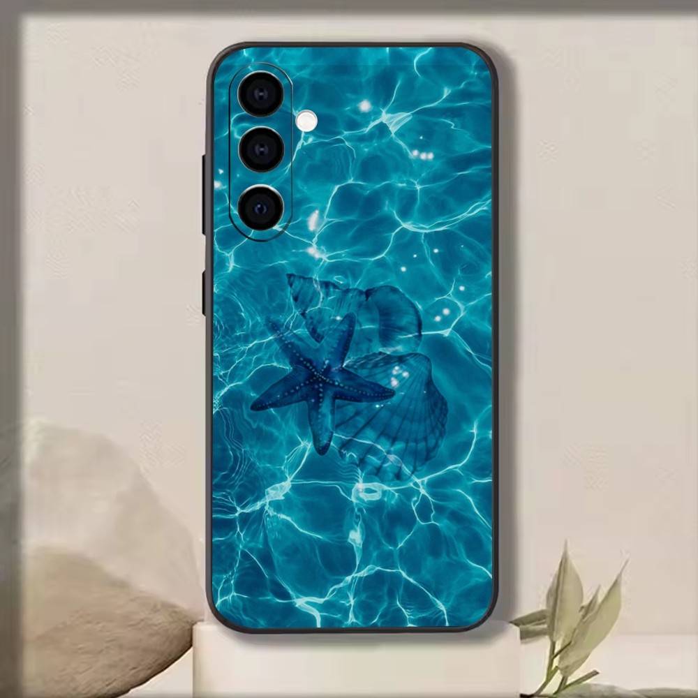 Marine life and Seawater Phone Case Black Silicone Soft For Samsung Galaxy A73,A72,A71,A70,A53,A52,A51