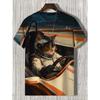 Herren Tier Lustige Katze Bedrucktes T-Shirt Kurzarm T-Shirt Tops 3D-Druck O-Ausschnitt Shirts Party Sommer Lässig Herrenbekleidung
